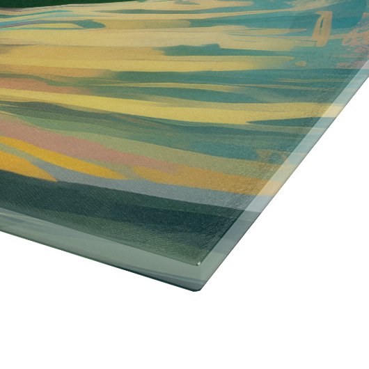 Doberman strand surfen schilderij snijplank (Hoek)