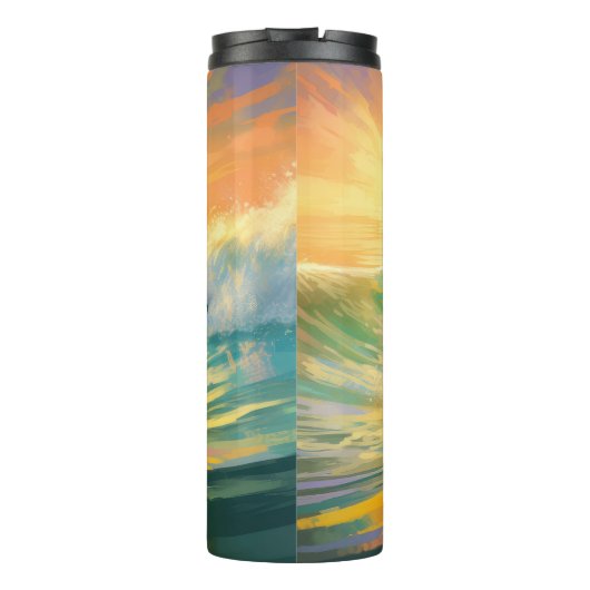 Doberman strand surfen schilderij thermosbeker (Achterkant)