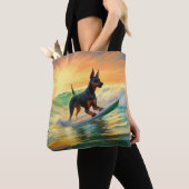 Doberman strand surfen schilderij tote bag (Dichtbij)