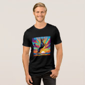 Doberman Sunset Jump Tri-Blend Shirt (Voorkant volledig)
