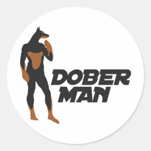 DoberMan Superheld 2 Ronde Sticker