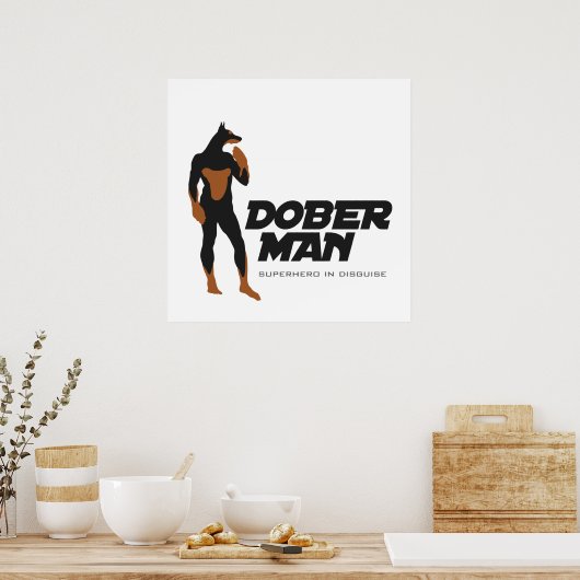 DoberMan Superheld Poster/Print 2 Sjabloon Poster (Keuken)