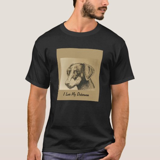 Doberman Tee Shirt op Black (Voorkant)