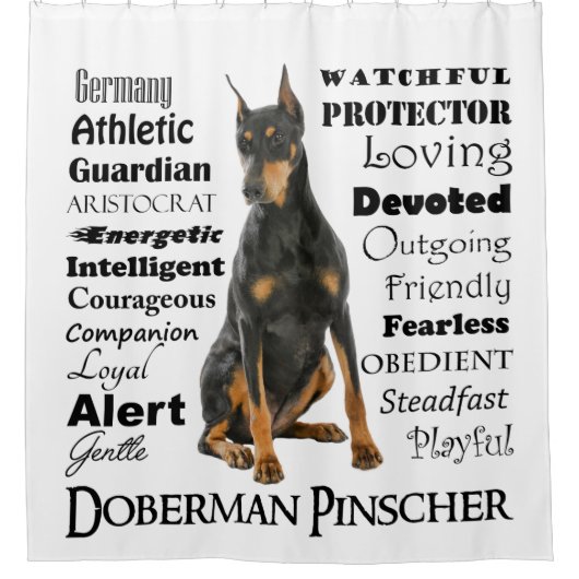 Doberman Traits Shower Curtain Douchegordijn (Voorkant)