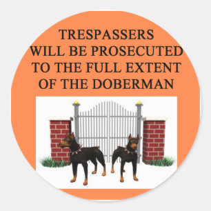doberman trespasser ronde sticker