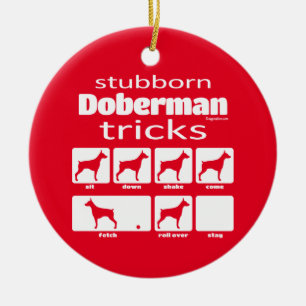 Doberman Tricks Keramisch Ornament