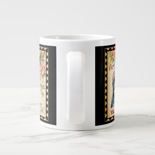 Doberman  Valentijn Funny Dog met Roos Grote Koffiekop (Achterkant)