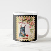 Doberman  Valentijn Funny Dog met Roos Grote Koffiekop (Rechts)
