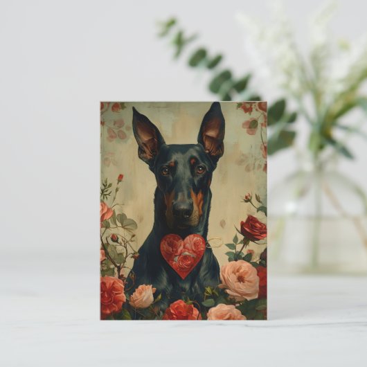 Doberman  Valentijnsdag Briefkaart (Staand voorkant)
