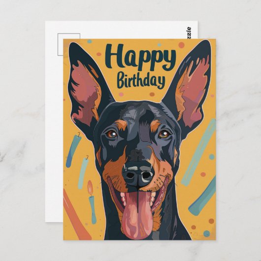 Doberman Verjaardag Briefkaart (Voorkant / Achterkant)