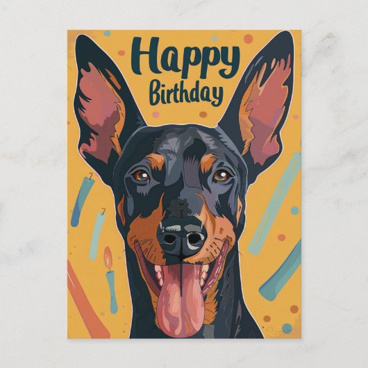 Doberman Verjaardag Briefkaart (Voorkant)