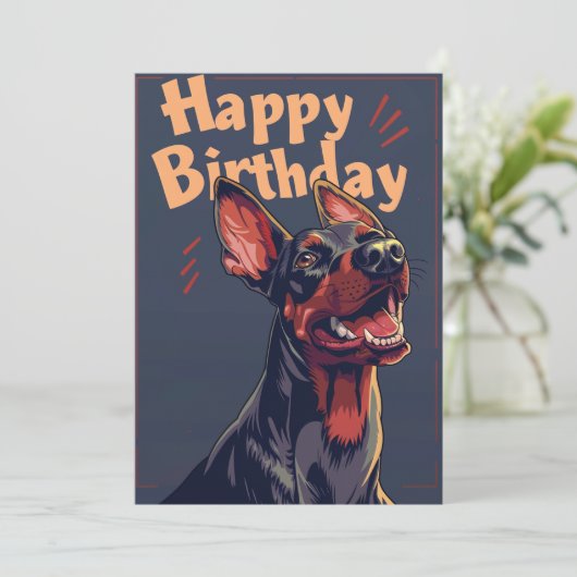 Doberman Verjaardag Feestdagenkaart (Staand voorkant)