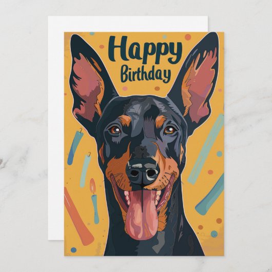 Doberman Verjaardag Feestdagenkaart (Voorkant / Achterkant)