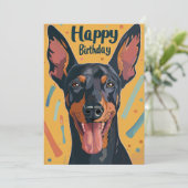 Doberman Verjaardag Feestdagenkaart (Staand voorkant)