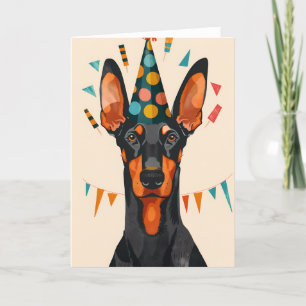 Doberman verjaardagsfeest Wenskaart Bedankkaart