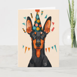 Doberman verjaardagsfeest Wenskaart Kaart