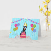 Doberman Verjaardagsvakantie Kaart (Gele Bloem)