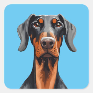 Doberman Vierkante Sticker