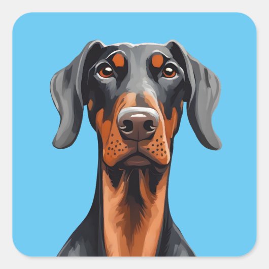 Doberman Vierkante Sticker (Voorkant)