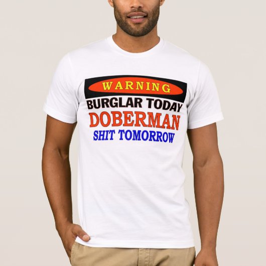 DOBERMAN WAARSCHUWING T-SHIRT (Voorkant)