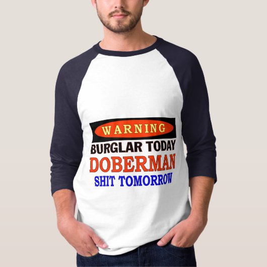 DOBERMAN WAARSCHUWING T-SHIRT (Voorkant)