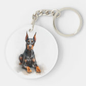 Doberman Watercolor Art Sleutelhanger (Achterkant)