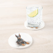 Doberman Watercolor Art Zandsteen Onderzetter (Zijkant)