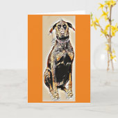 Doberman wenskaart kaart (Gele Bloem)