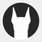 Doberman White op zwart Ronde Sticker (Voorkant)