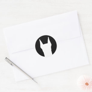 Doberman White op zwart Ronde Sticker