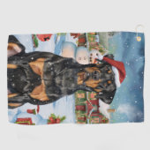 Doberman Winter Wonderland Christmas Joy Golfhanddoek (Horizontaal)