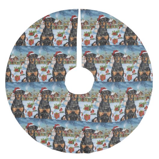 Doberman Winter Wonderland Christmas Joy Kerstboom Rok (Voorkant)
