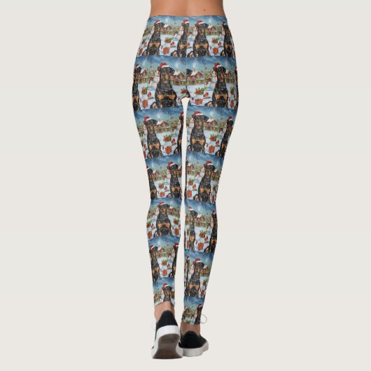 Doberman Winter Wonderland Christmas Joy Leggings (Achterkant)