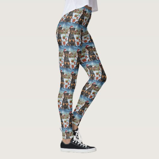 Doberman Winter Wonderland Christmas Joy Leggings (Rechts)