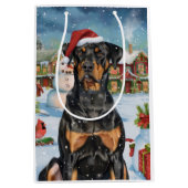 Doberman Winter Wonderland Christmas Joy Medium Cadeauzakje (Voorkant)