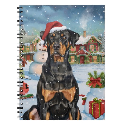 Doberman Winter Wonderland Christmas Joy Notitieboek (Voorkant)
