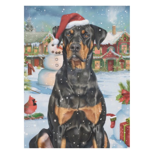 Doberman Winter Wonderland Christmas Joy Tafelkleed (Voorkant)