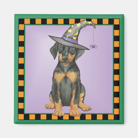 Doberman Witch Magneet (Voorkant)
