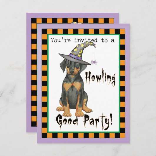 Doberman Witch Uitnodiging (Voorkant / Achterkant)
