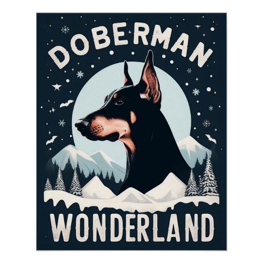 Doberman Wonderland - Sneeuwrijk Hondenliefhebber  Perfect Poster (Voorkant)