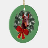 Doberman Wreath Holiday Dog Ornament (Rechts)