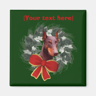 Doberman Wreath Kerstmagneet Magneet