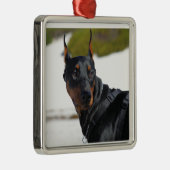 Doberman - Zwart - Bogie Metalen Ornament (Rechts)