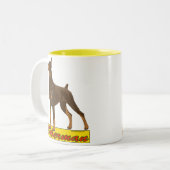 Doberman — zwart en rood tweekleurige koffiemok (Voorkant links)