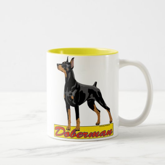 Doberman — zwart en rood tweekleurige koffiemok (Rechts)