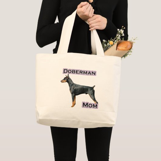 Doberman(zwart) Mam 4 Grote Tote Bag (Voorkant (product))