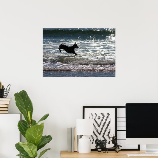 Doberman - Zwart - Ocean Leap Poster (Thuiskantoor)