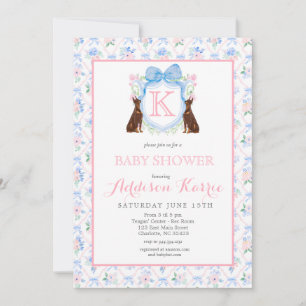 Dobermanhond Monogram Crest Baby shower Uitnodigin Kaart