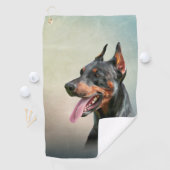 Dobermanhond tekenen golfhanddoek (Insitu)