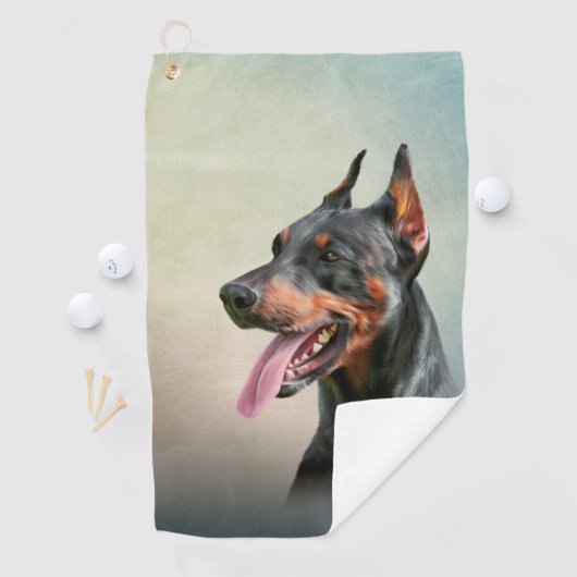 Dobermanhond tekenen golfhanddoek (Insitu)